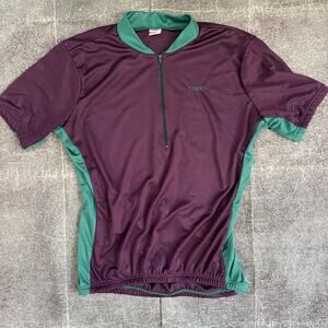 Men's Vintage 90's Trek USA Purple Green Color Block Cycling Bike Jersey Sz L